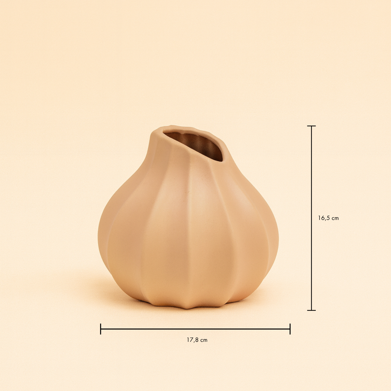 Handcrafted Ripple Ceramic Vase – Brown & Peach (Small)