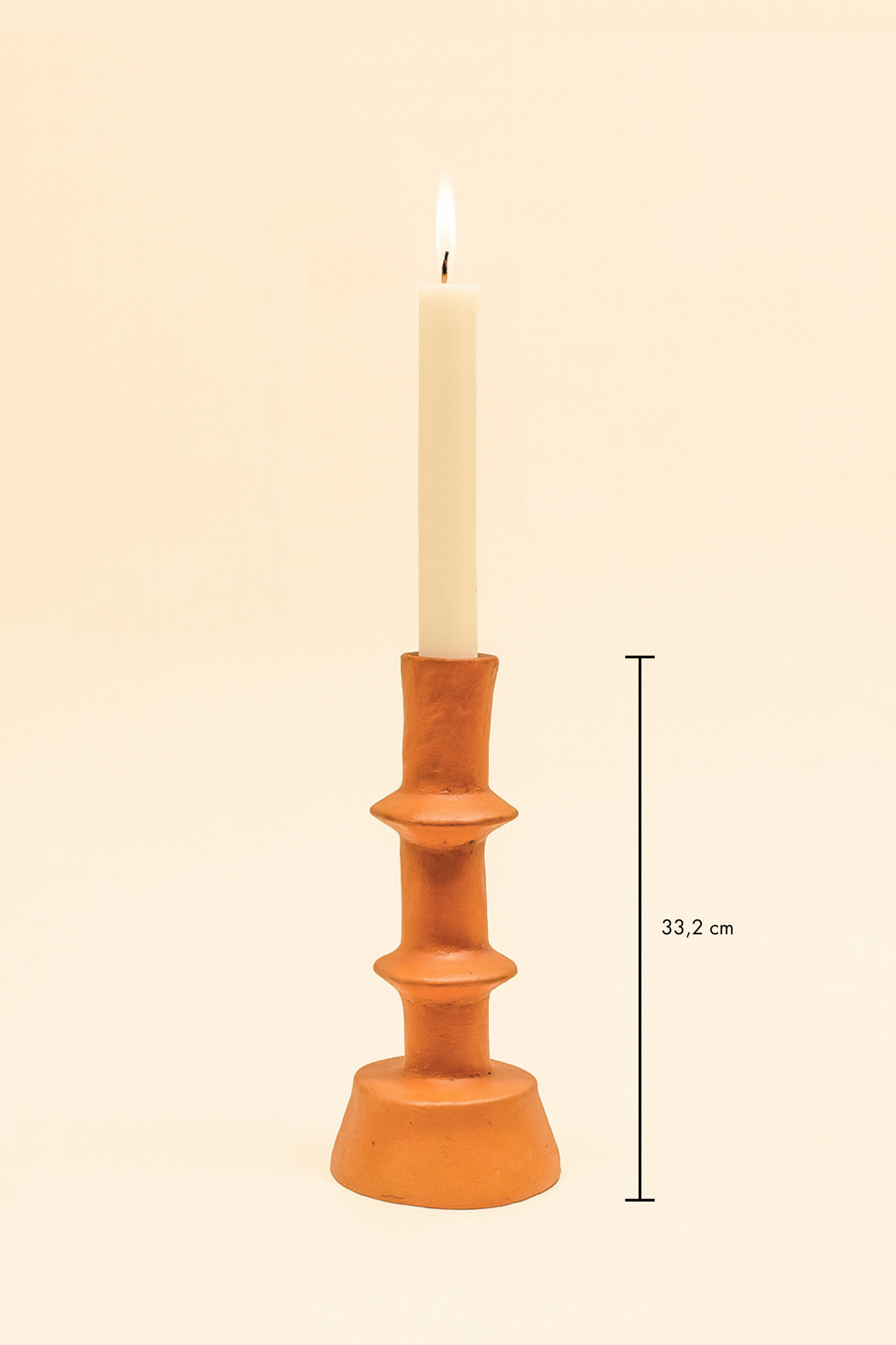 Paper Mache Candleholder Gold Flame