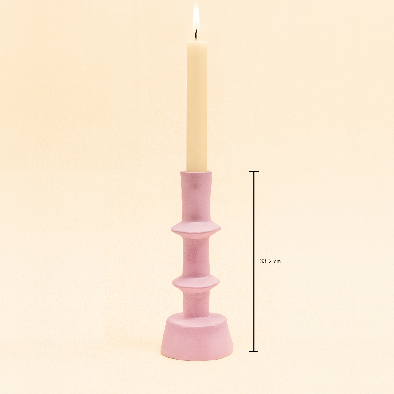 Paper Mache Candleholder Pink