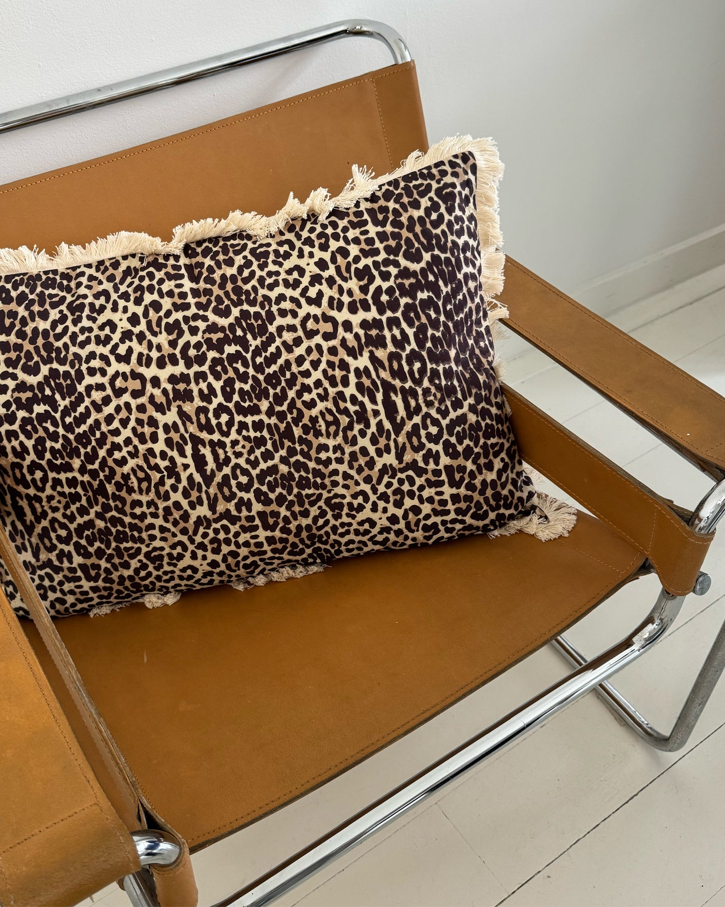 Leopard Cushion with fringe 40x60