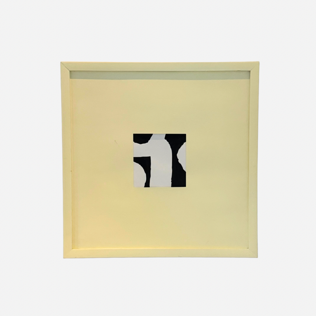 Abstract Handpainted Wall Art Pastel Yellow Frame