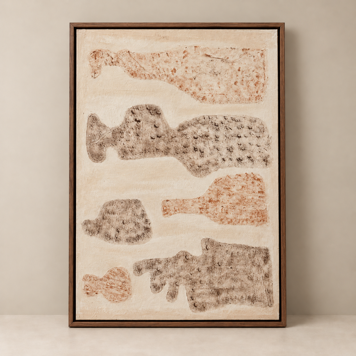 Textured Canvas Wall Art – Terracotta & Taupe Vessel Abstract