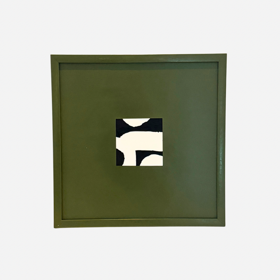 Abstract Handpainted Wall Art in Iguana Green Frame