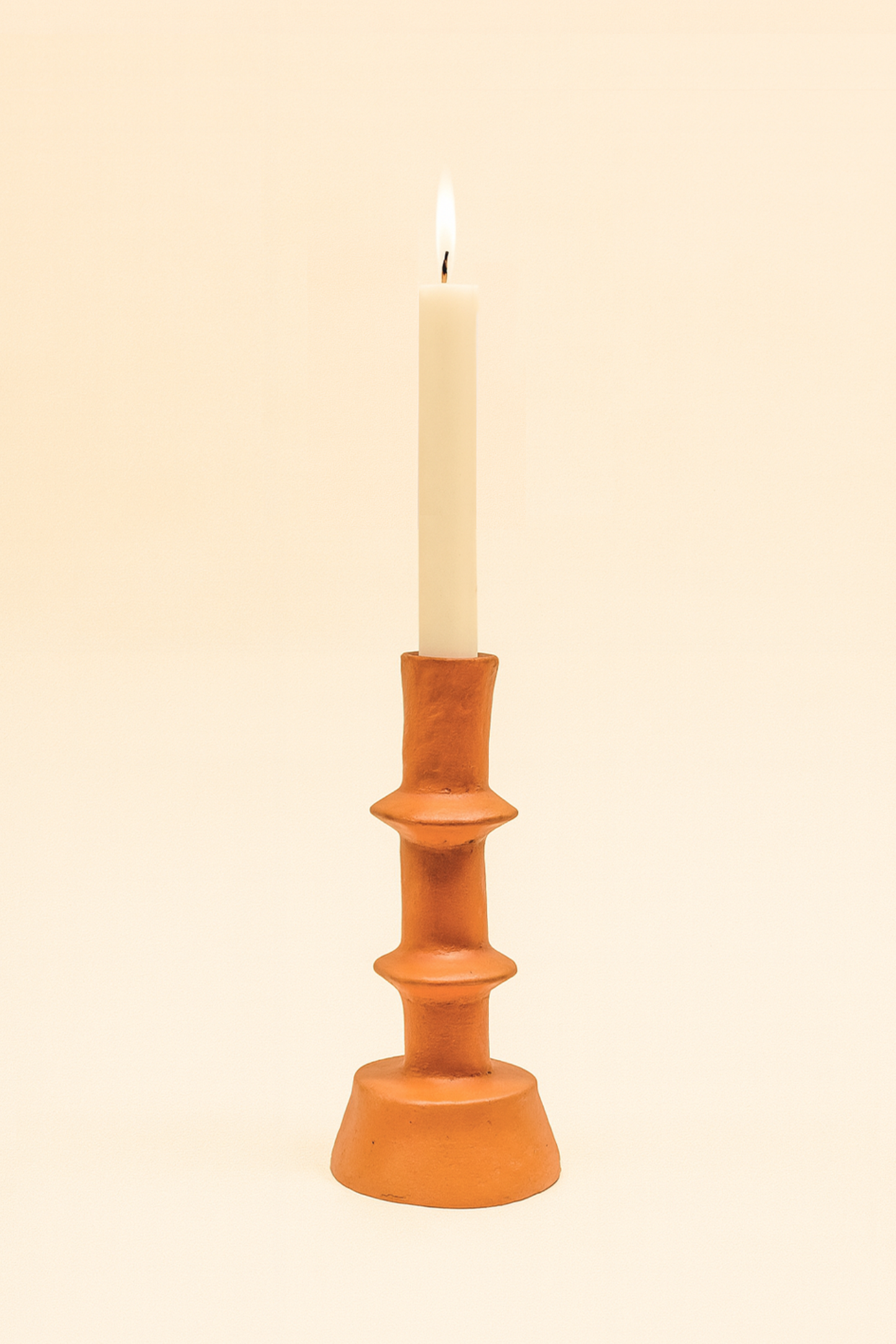 Paper Mache Candleholder Gold Flame