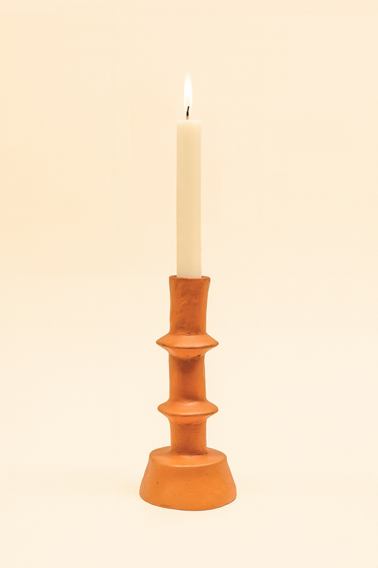 Paper Mache Candleholder Gold Flame