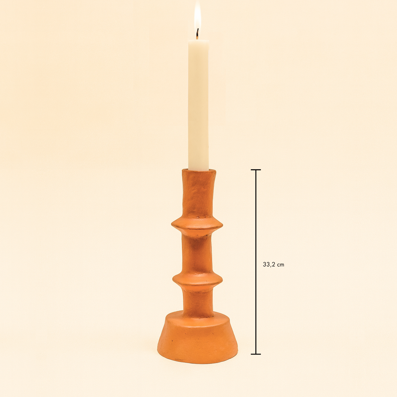 Paper Mache Candleholder Gold Flame