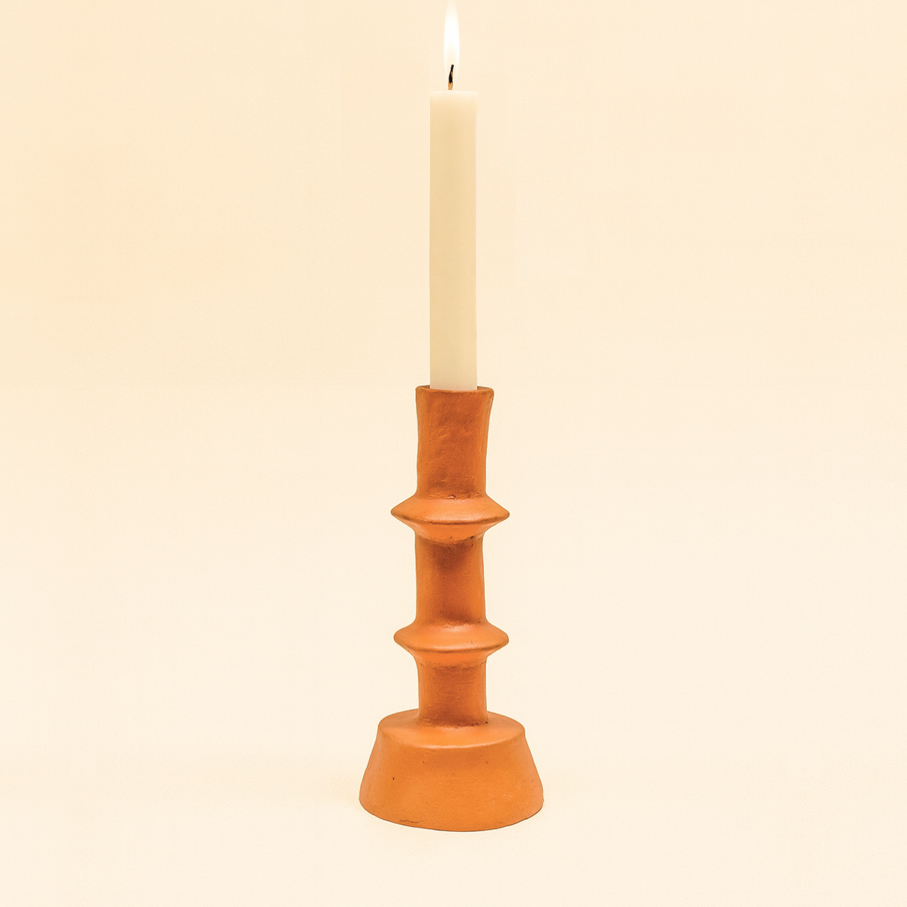 Paper Mache Candleholder Gold Flame