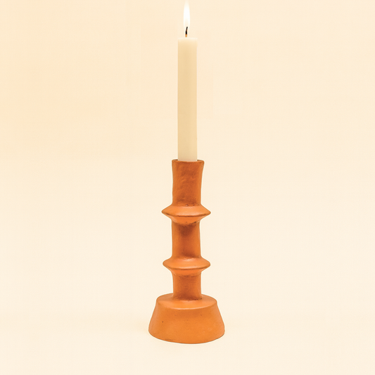 Paper Mache Candleholder Gold Flame
