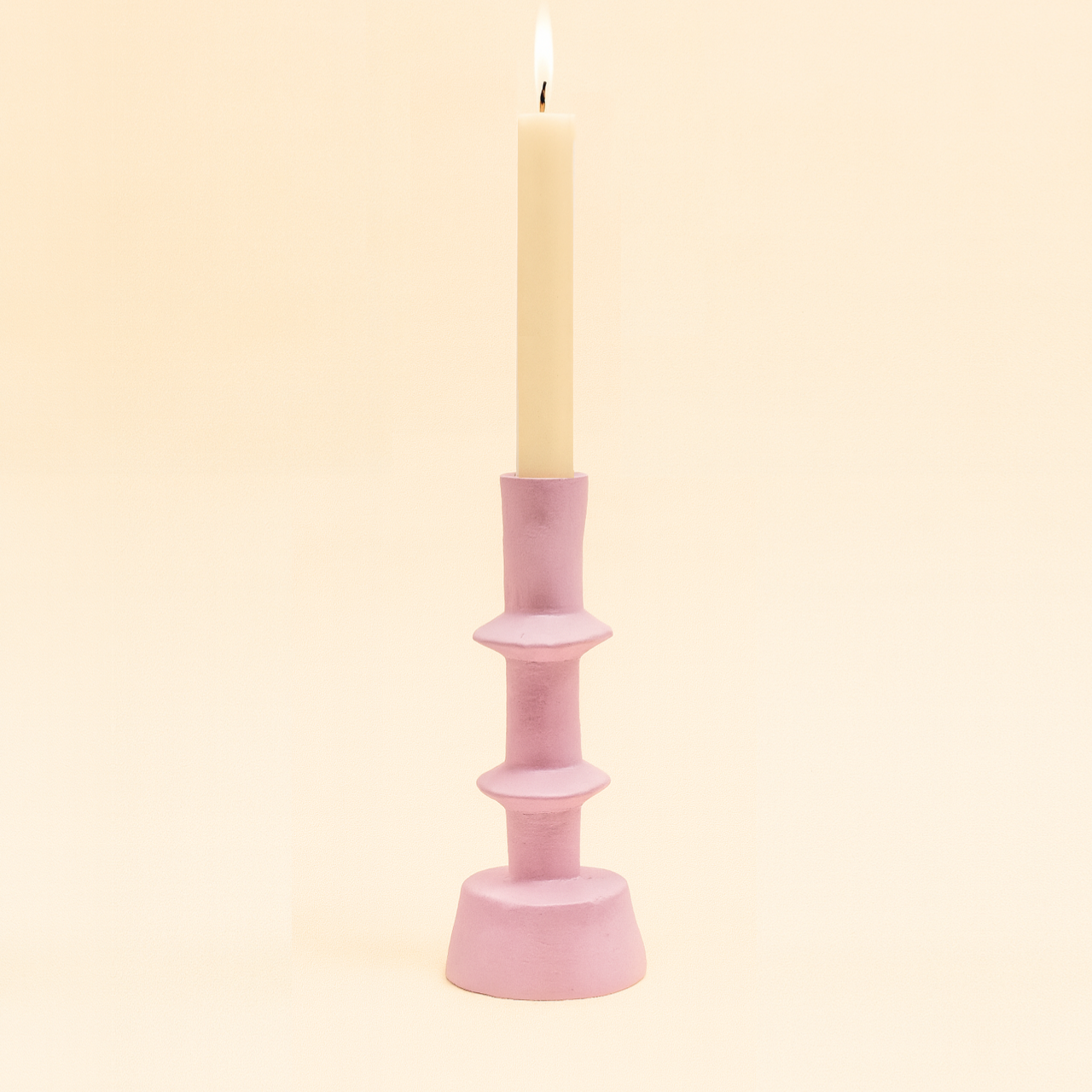 Paper Mache Candleholder Pink