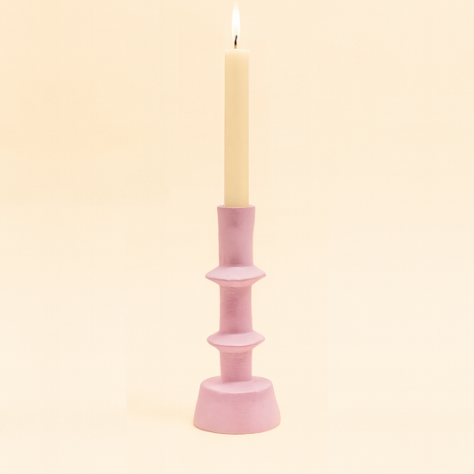 Paper Mache Candleholder Pink