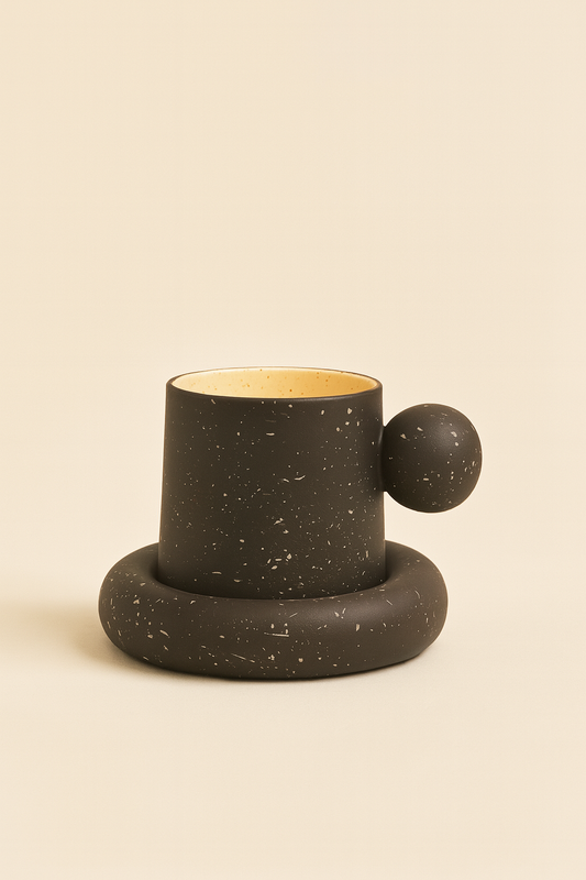 Cup Saucer with sculptural handle