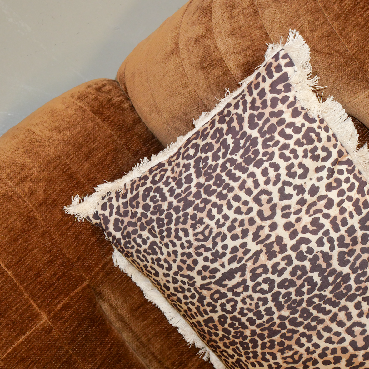 Leopard Cushion with fringe 40x60
