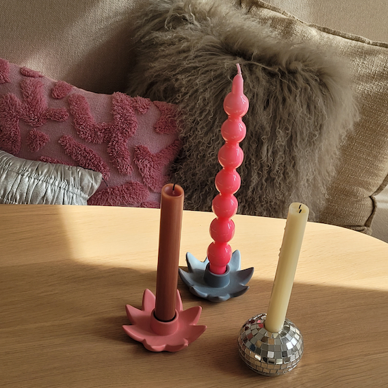 Flower Candleholder muted blue