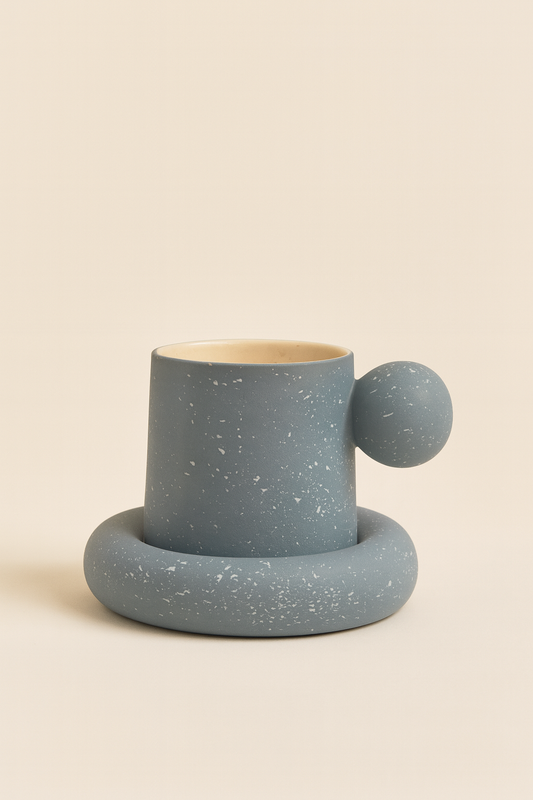 Cup Saucer with sculptural handle