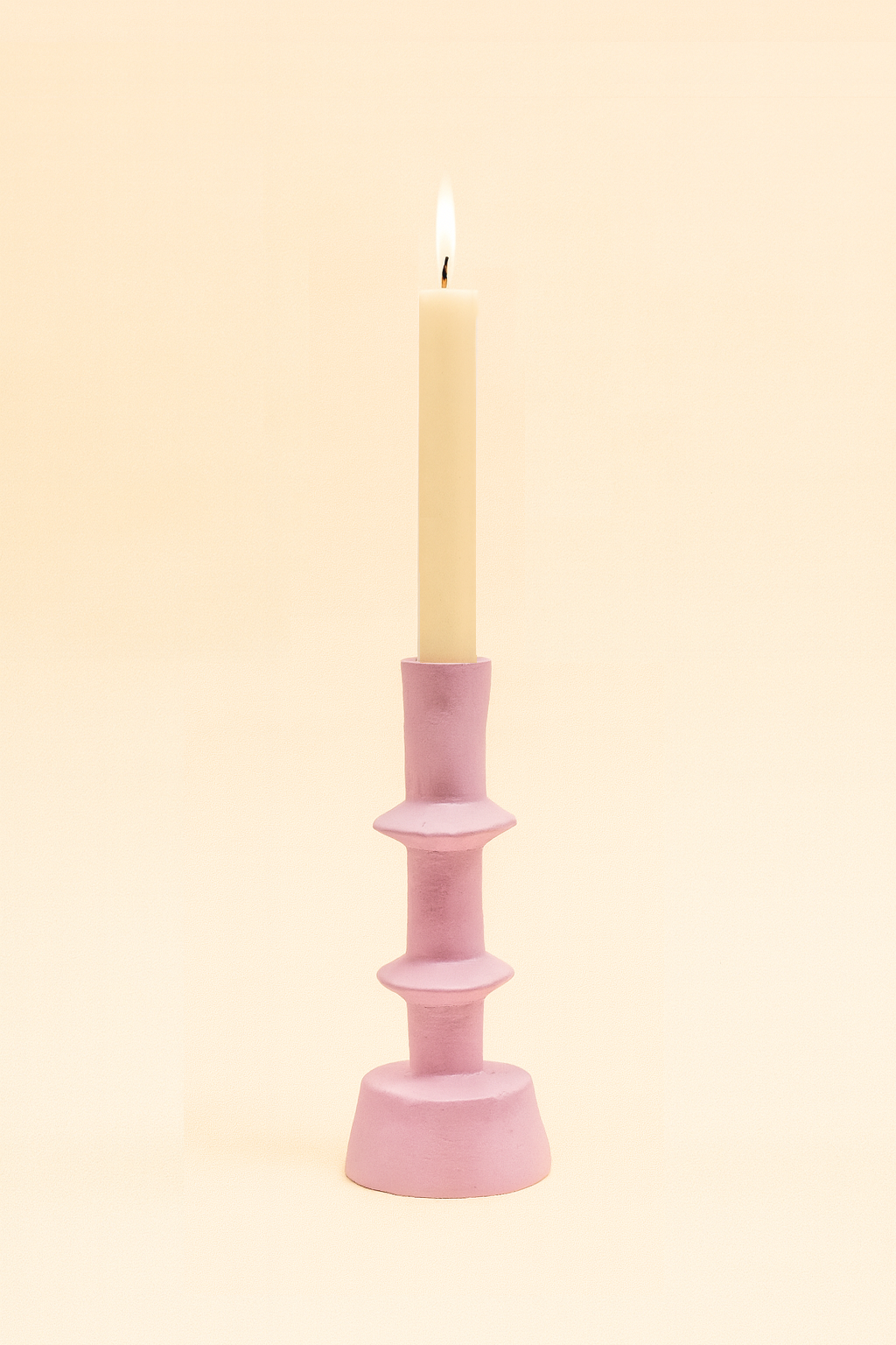 Paper Mache Candleholder Pink