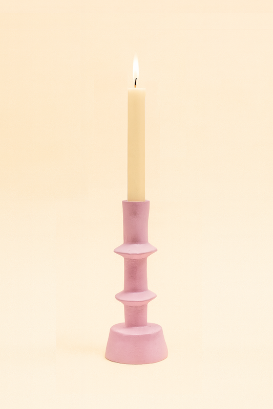 Paper Mache Candleholder Pink