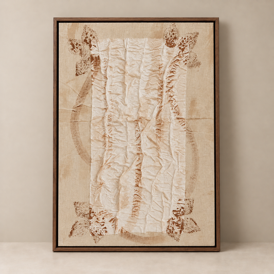Textured Canvas Wall Art – Ivory & Rust Botanical Abstract