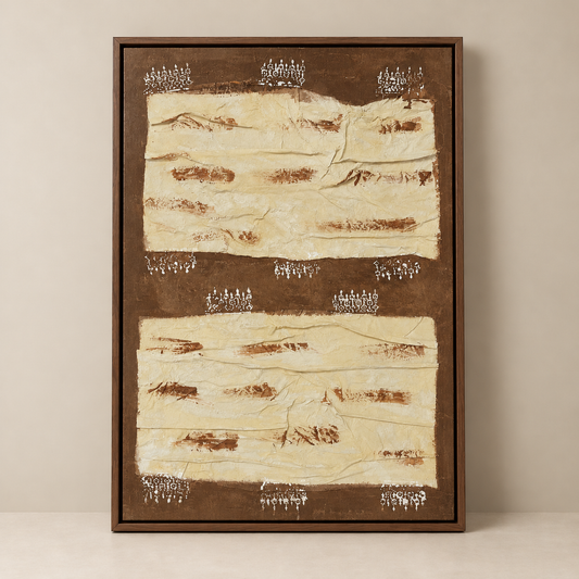 Textured Canvas Wall Art – Earthy Brown & Cream Abstract