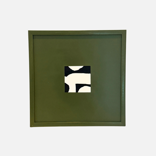 Abstract Handpainted Wall Art in Iguana Green Frame