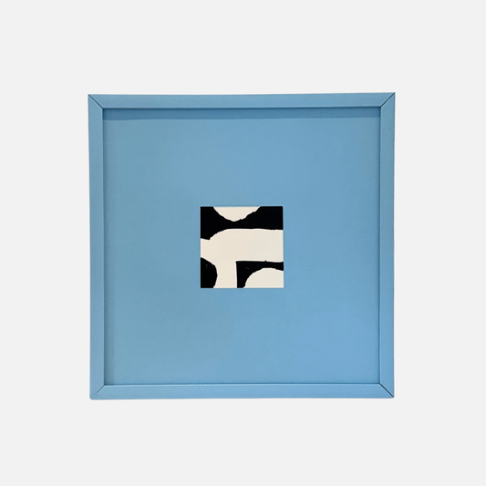 Abstract Handpainted Wall Art in Cerulean Blue Frame